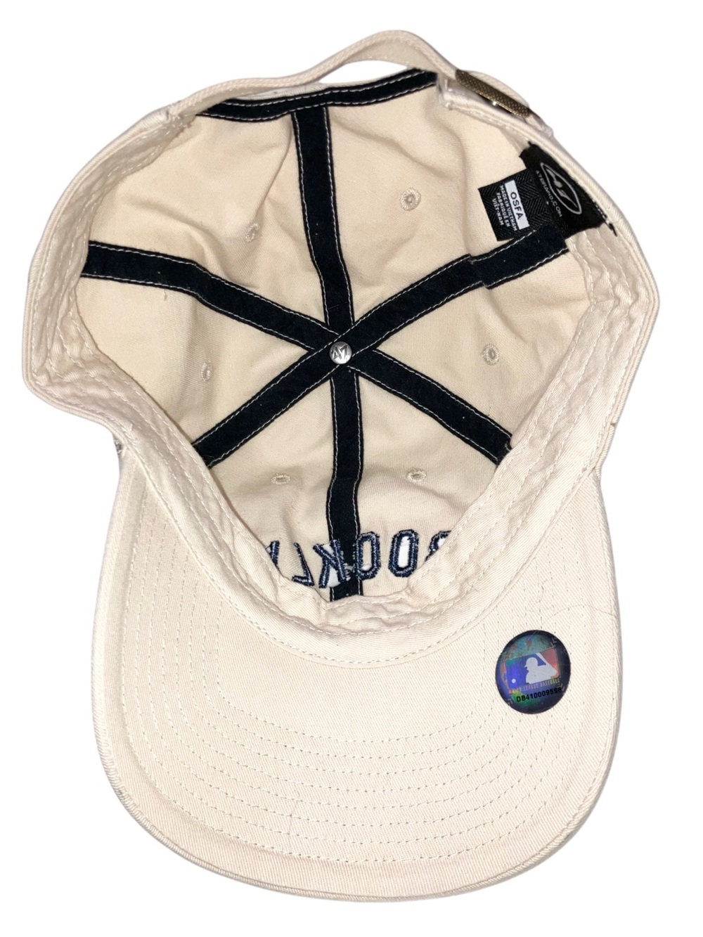 Brooklyn Dodgers '47 Clean-Up Hat Off White Blue Adjustable Baseball Cap MLB NWT - Picture 3 of 9